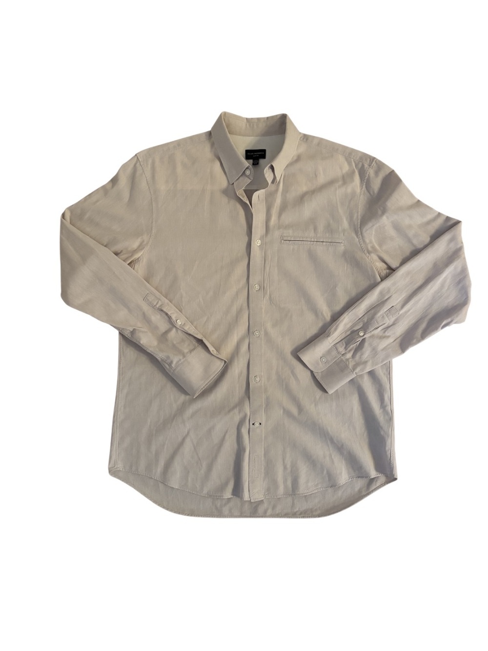 Club Monaco Light Beige Lineb Blend Button-Up Dress Shirt
